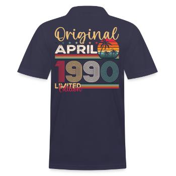 33rd birthday man April Born 1990 Original - Men's Polo Shirt - navy - Back - Kai (181cm)