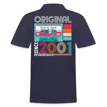 22. Geburtstag Mann April Jahrgang 2001 Kassette - Männer Poloshirt - Navy - Hinten - Kai (181cm)