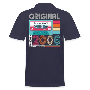 17th birthday man April vintage 2006 cassette - Men's Polo Shirt - navy - Back - Kai (181cm)