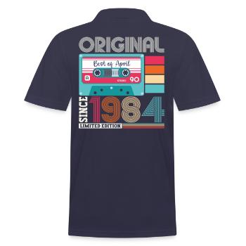 39e anniversaire homme April Born 1984 Cassette - Polo Homme - bleu marine - Dos - Kai (181cm)
