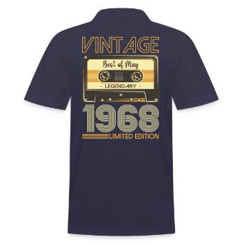 55 Birthday Man Woman Cassette Mai 1968 - Polo Homme - bleu marine - Dos - Kai (181cm)
