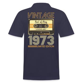 50 Birthday Man Woman Cassette Mai 1973 - Polo Homme - bleu marine - Dos - Kai (181cm)
