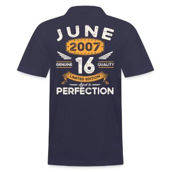 16th Birthday Man June Vintage 2007 Legendary - Men's Polo Shirt - navy - Back - Kai (181cm)