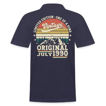 33rd Birthday Man Original July Vintage 1990 - Men's Polo Shirt - navy - Back - Kai (181cm)