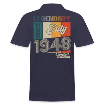 75th Birthday Man Born In July Born 1948 - Men's Polo Shirt - navy - Back - Kai (181cm)