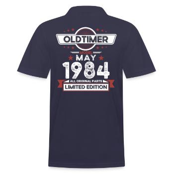 40th Birthday Man Vintage May Vintage 1984 - Men's Polo Shirt - navy - Back - Kai (181cm)