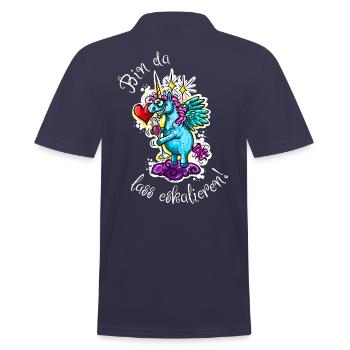Einhorn Eskalation Unicorn - Männer Poloshirt - Navy - Hinten - Kai (181cm)