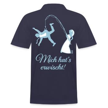Mich Hat’s Erwischt! (Bräutigam, Angel, JGA, 2C) - Männer Poloshirt - Navy - Hinten - Kai (181cm)