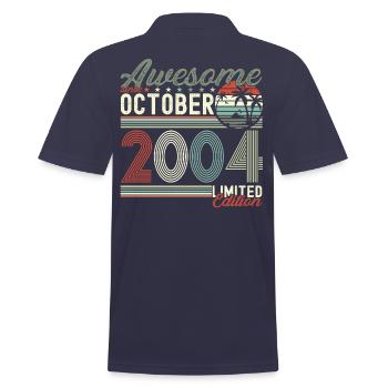 Awesome October 2004 18th Birthday Gift - Men's Polo Shirt - navy - Back - Kai (181cm)