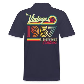Original vintage 1957 65th birthday gift - Men's Polo Shirt - navy - Back - Kai (181cm)
