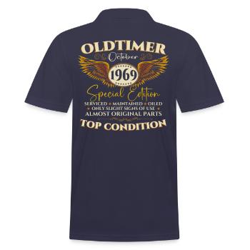 Oldtimer October 1969 53rd birthday gift - Men's Polo Shirt - navy - Back - Kai (181cm)