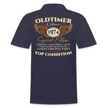 Oldtimer October 1974 48th birthday gift - Men's Polo Shirt - navy - Back - Kai (181cm)