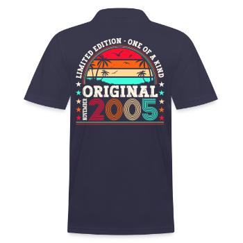 Original November 2005 17th Birthday Gift - Men's Polo Shirt - navy - Back - Kai (181cm)