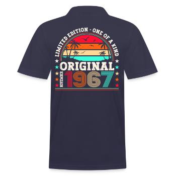 Original November 1967 55th birthday gift - Men's Polo Shirt - navy - Back - Kai (181cm)