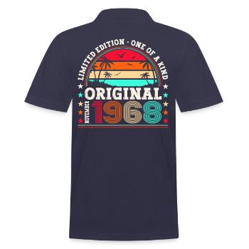 Original November 1968 54th birthday gift - Men's Polo Shirt - navy - Back - Kai (181cm)
