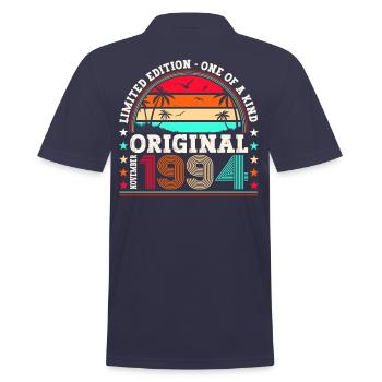 Original November 1994 28th Birthday Gift - Men's Polo Shirt - navy - Back - Kai (181cm)