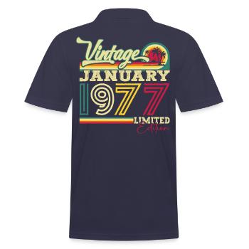 Born 1977 January 46th birthday Gift man - Men's Polo Shirt - navy - Back - Kai (181cm)