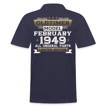 75e anniversaire Vintage Février Millésime 1949 - Polo Homme - bleu marine - Dos - Kai (181cm)