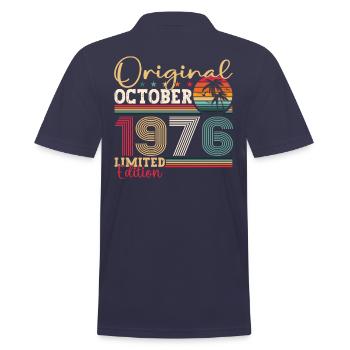 Original October 1976 46th Birthday Gift Cool - Men's Polo Shirt - navy - Back - Kai (181cm)