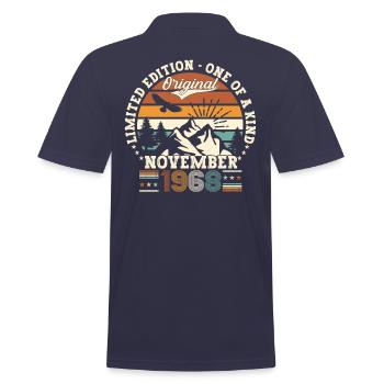 Original November 1968 54th birthday gift - Men's Polo Shirt - navy - Back - Kai (181cm)