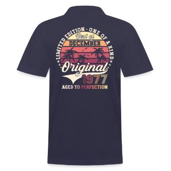 Original December 1977 45th birthday gift - Men's Polo Shirt - navy - Back - Kai (181cm)