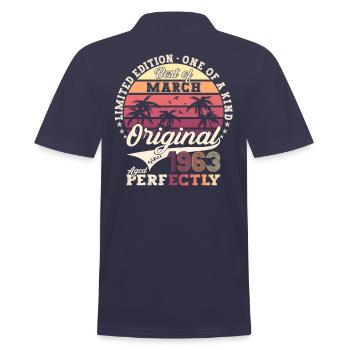 March Born 1963 60th birthday Man Original 63 - Men's Polo Shirt - navy - Back - Kai (181cm)