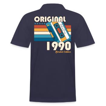 33 Birthday Man Woman Cassette Mai 1990 - Polo Homme - bleu marine - Dos - Kai (181cm)