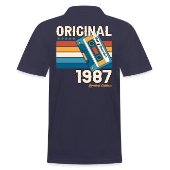 36e anniversaire Cassette décembre Vintage 1987 - Polo Homme - bleu marine - Dos - Kai (181cm)