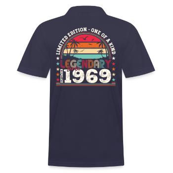 Legendary September 1969 53rd birthday gift - Men's Polo Shirt - navy - Back - Kai (181cm)