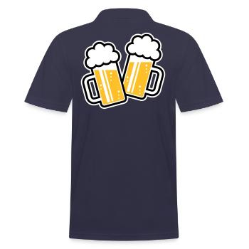 2 Maßkrüge Stoßen An, Prosit! (Bier Maßkrug / 3C) - Männer Poloshirt - Navy - Hinten - Kai (181cm)
