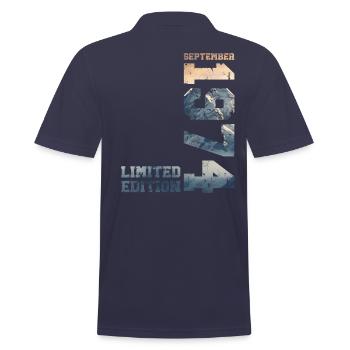 50th Birthday Original September 1974 Volume 74 - Men's Polo Shirt - navy - Back - Kai (181cm)