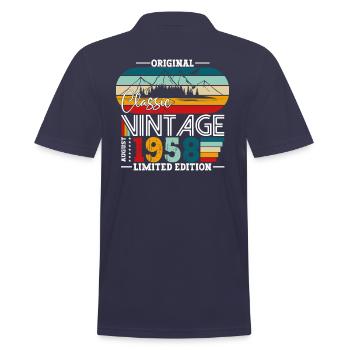 66th Birthday Original August 1958 Born 1958 - Men's Polo Shirt - navy - Back - Kai (181cm)