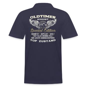 49. Geburtstag Mann Oldtimer August Jahrgang 1974 - Männer Poloshirt - Navy - Hinten - Kai (181cm)