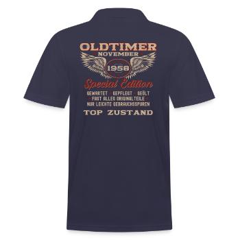 66. Geburtstag Oldtimer November 1958 Jahrgang 58 - Männer Poloshirt - Navy - Hinten - Kai (181cm)