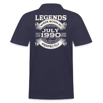 33rd Birthday Man Legendary July Born 1990 - Men's Polo Shirt - navy - Back - Kai (181cm)