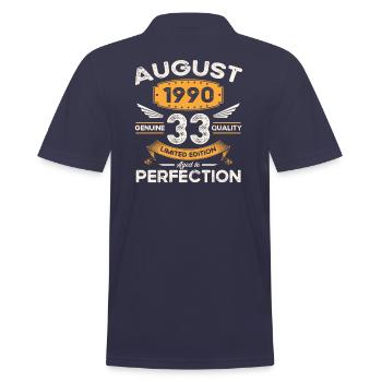 33rd Birthday Man Legend August Vintage 1990 - Men's Polo Shirt - navy - Back - Kai (181cm)