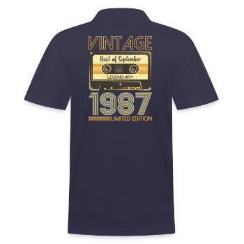 36e anniversaire septembre millésime 1987 cassette - Polo Homme - bleu marine - Dos - Kai (181cm)