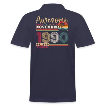 33e anniversaire mari novembre millésime 1990 - Polo Homme - bleu marine - Dos - Kai (181cm)