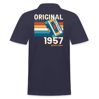 Cassette du 66e anniversaire novembre Vintage 1957 - Polo Homme - bleu marine - Dos - Kai (181cm)