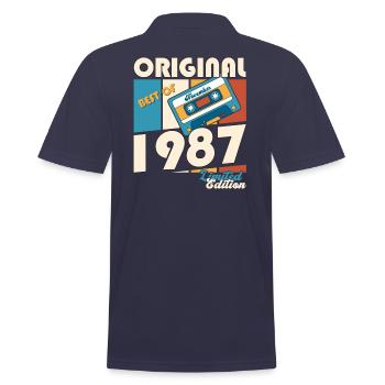 36e anniversaire Cassette Novembre Vintage 1987 - Polo Homme - bleu marine - Dos - Kai (181cm)