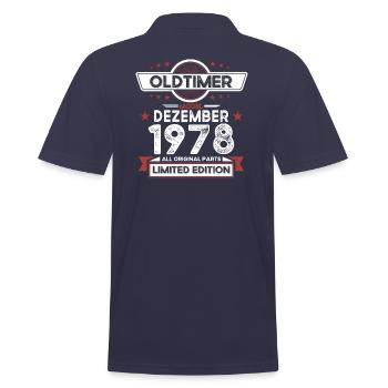 45th Birthday Classic Car December Vintage 1978 - Men's Polo Shirt - navy - Back - Kai (181cm)