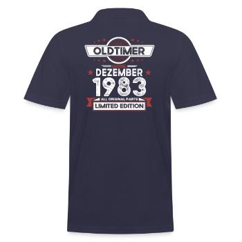 40th Birthday Classic Car December Vintage 1983 - Men's Polo Shirt - navy - Back - Kai (181cm)