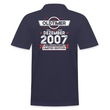 16. Geburtstag Oldtimer Dezember Jahrgang 2007 - Männer Poloshirt - Navy - Hinten - Kai (181cm)
