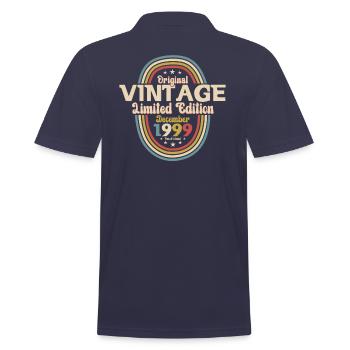 December Vintage 1999 24th Birthday Vintage - Men's Polo Shirt - navy - Back - Kai (181cm)