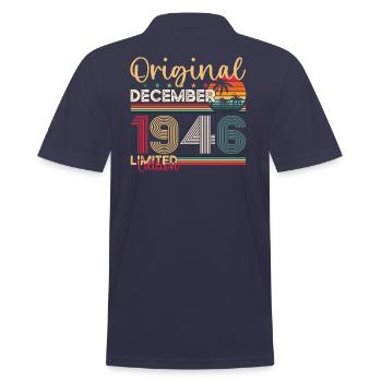 77e anniversaire Original Décembre Né 1946 - Polo Homme - bleu marine - Dos - Kai (181cm)