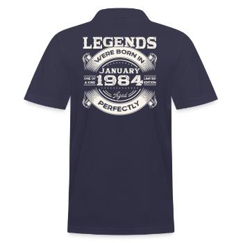 40th birthday Legendary since January Born in 1984 - Men's Polo Shirt - navy - Back - Kai (181cm)