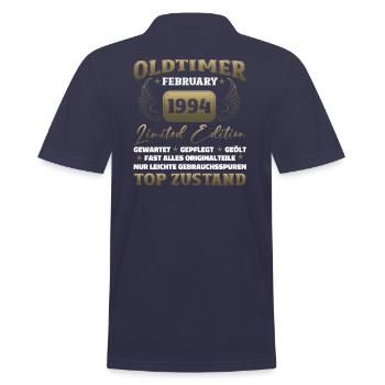 30. Geburtstag Oldtimer Februar Jahrgang 1994 - Männer Poloshirt - Navy - Hinten - Kai (181cm)