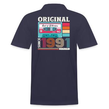 33e anniversaire mari février 1991 Mixtape Cassette - Polo Homme - bleu marine - Dos - Kai (181cm)