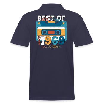 55. Geburtstag Mann best of März 1969 Kassette - Männer Poloshirt - Navy - Hinten - Kai (181cm)
