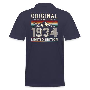 90e anniversaire cadeau mari avril Vintage 1934 - Polo Homme - bleu marine - Dos - Kai (181cm)